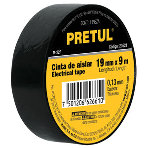 Cinta Aislante Marca Pretul 19mmx9m Aislante Eléctrico