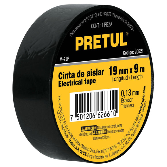 Cinta Aislante Marca Pretul 19mmx9m Aislante Eléctrico